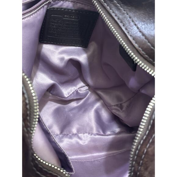 Coach Shoulder Brown Signature Bag Purple Lining - Picture 4 of 13